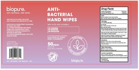 Biopure Antibacterial Hand Wipe Berry Strawberry 포장