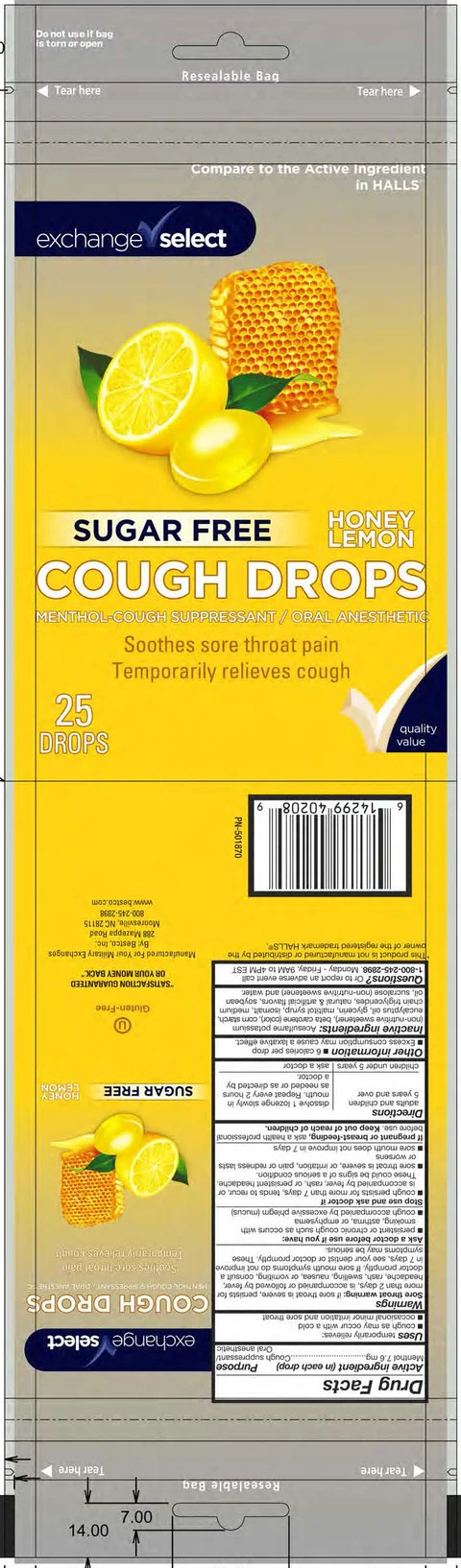 Sugar Free Honey Lemon Cough Drops 포장