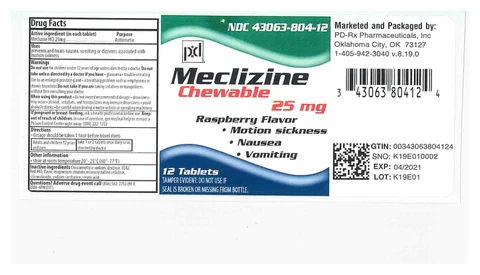MECLIZINE packaging