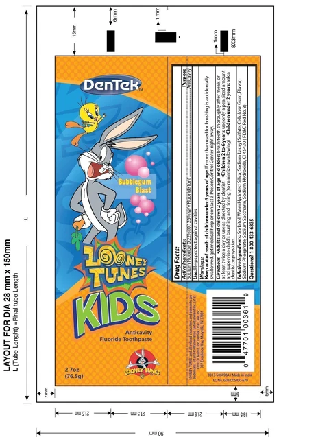 DenTek Kids Anticavity FluorideLooney Tunes Bubblegum Blast 포장
