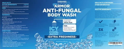 Terramed Just Think Comfort Armor Antifungal Body Wash Icy Cool Menthol packaging