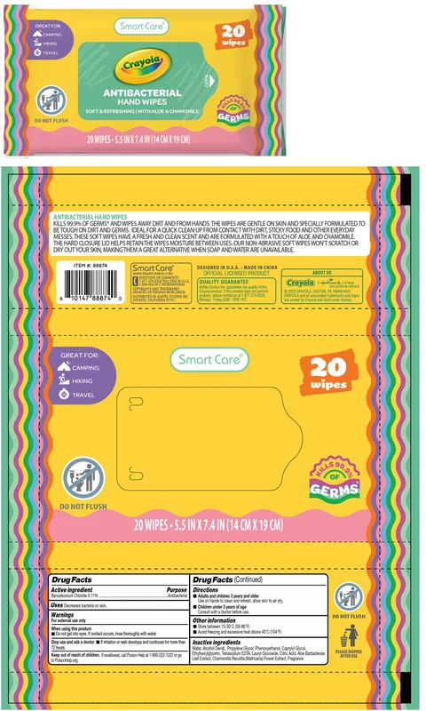 Smart Care Crayola ANTIBACTERIAL HAND WIPES 포장