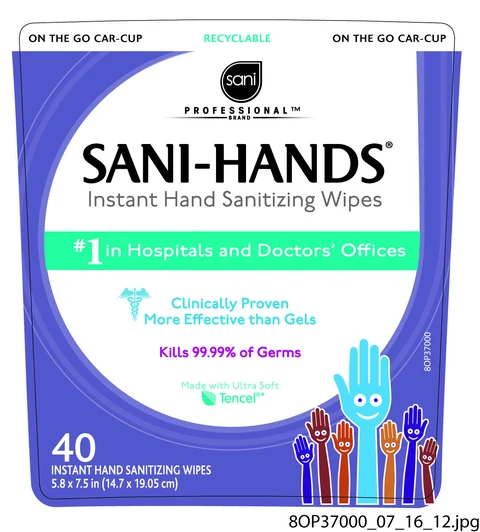 Sani Professional Brand Sani-HandsInstant Hand SaniInstant Hand Sanitizing Wipes 포장