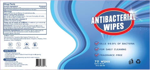 ANTIBACTERIAL WIPES 포장