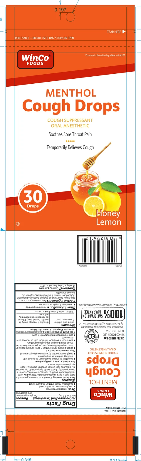 honey lemon cough drops packaging