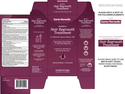 Santo Remedio Womens Hair Regrowth Treatment Minoxidil Unscented 포장