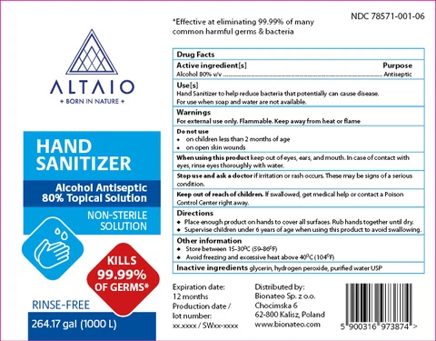 ALTAIO Hand Sanitizer 1000000 mL