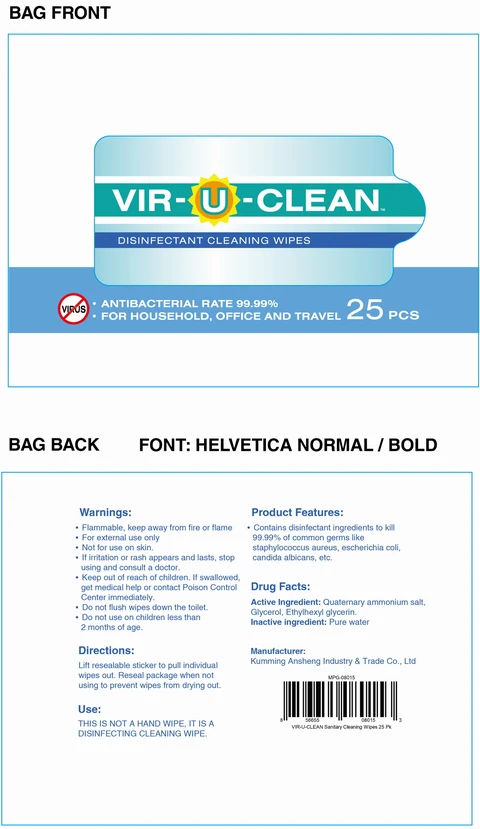 VIR-U-CLEAN Disinfectant Cleaning Wipes 포장