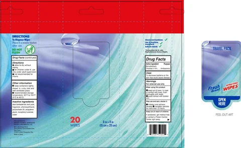 WIPE OUT Antibacterial Wipes, Fresh Scent packaging