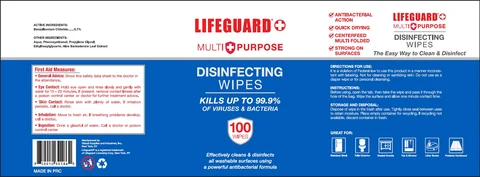 LIFEGUARD DISINFECTING WIPES packaging