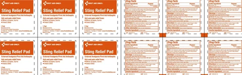 Sting Relief Pad packaging