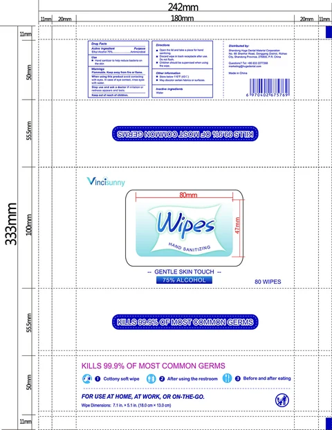 Vincisunny Hand Sanitizing Wipes 포장