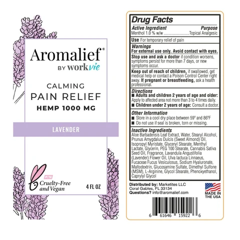 Aromalief Calming Pain Relief Cream Lavender 포장