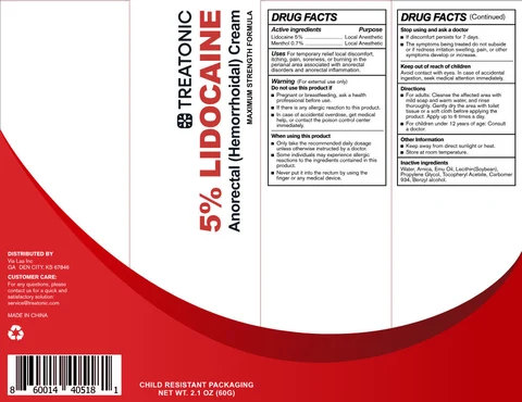 Treatonic 5% Lidocaine Cream packaging