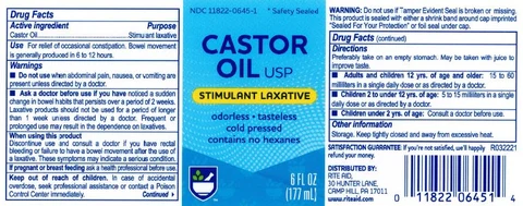 Rite Aid Castor Oil packaging