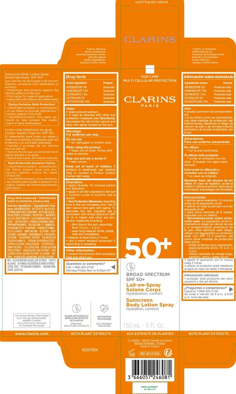 CLARINS BROAD SPECTRUM SPF 50 Sunscreen Body 포장