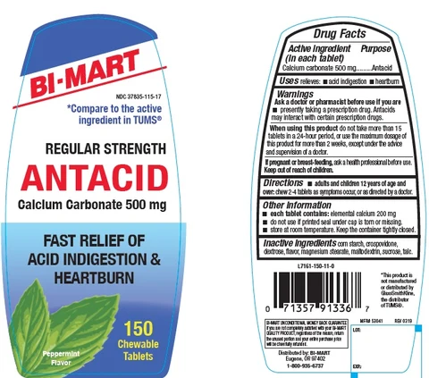 BI-MART Regular Strength Antacid Peppermint 포장
