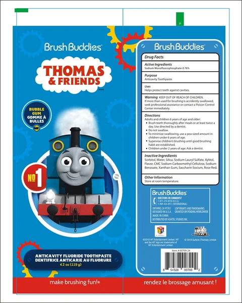 Brushbuddies Thomas Friends Anticavity Fluroride Tooth packaging