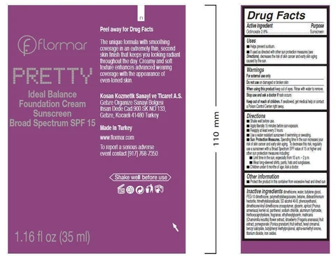 flormar PRETTY Ideal Balance Foundation Sunscreen Broad Spectrum SPF 15 P101 Porcelain packaging