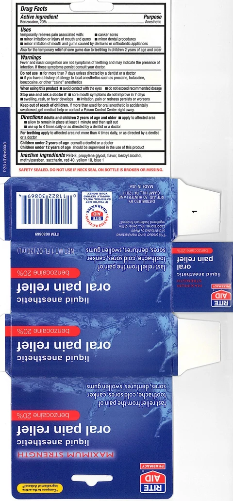Rite Aid Liquid Anesthetic Oral Pain Relief packaging