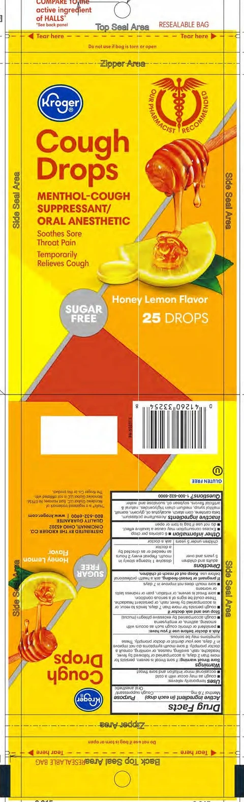 SF Honey Lemon Cough Drops 포장