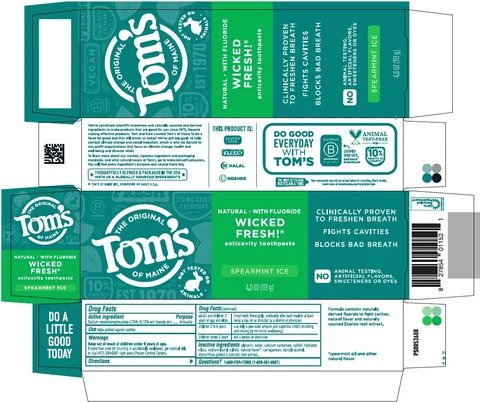 Toms Wicked Fresh Spearmint Icefresh breath / cavity protection packaging