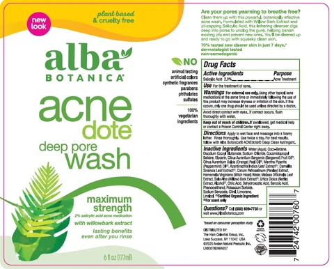 AL0076001 Alba Botanica Acnedote Deep Pore Wash 포장