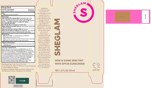 Sheglam Dew and Done Skin Tint with SPF 20 Golden 포장