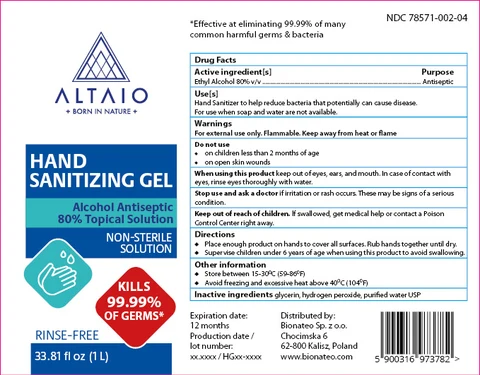 ALTAIO Hand Sanitizing Gel 1000 mL
