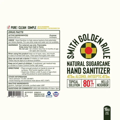 SMITH GOLDEN RULE NATURAL SUGARCANE HAND SANITIZER 포장