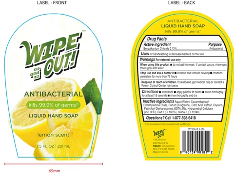 WIPE OUT ANTIBACTERIAL Liquid Hand lemon scent packaging