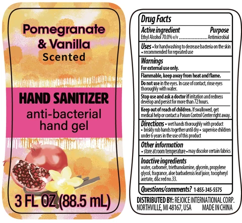 Hand Sanitizer Pomegranate and Vanilla3oz packaging