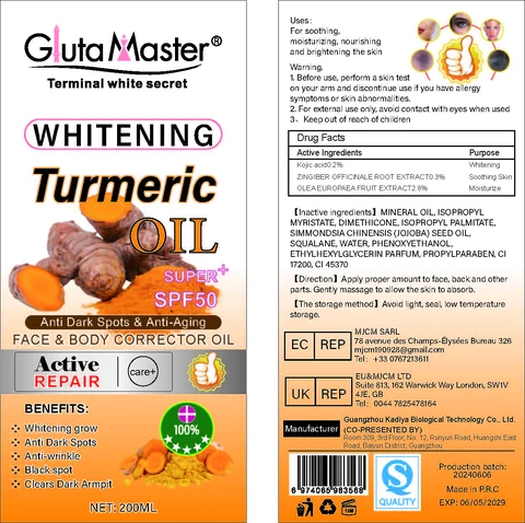 Whitening Turmeric Oil packaging