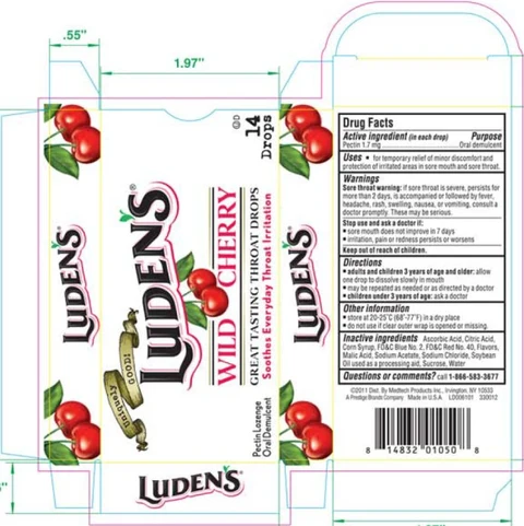 Luden’s Pectin Lozenge Oral Demulcent Wild Cherry 14 Drops