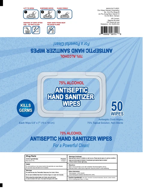 ANTISEPTIC HAND SANITIZER WIPES 포장