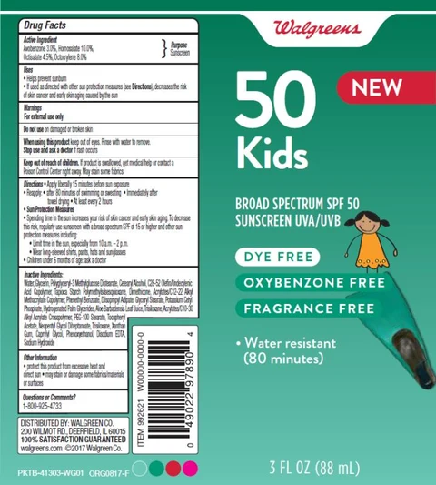 Walgreens Sun Kids SPF50 packaging