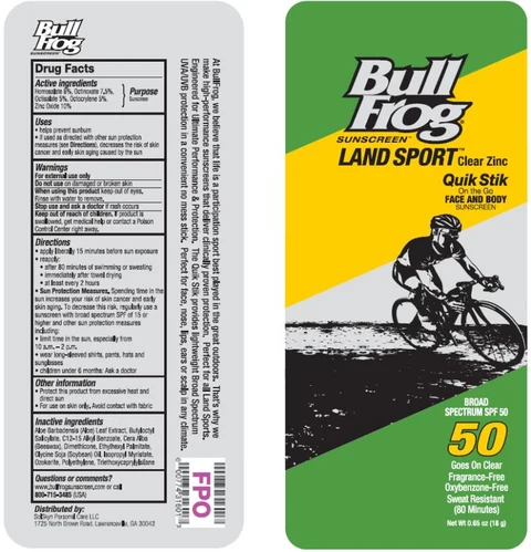 BullFrog Land Sport SPF 50 Quik packaging