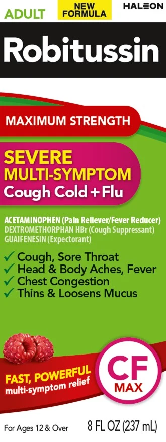 Robitussin Maximum Strength Severe Multi-Symptom Cough Cold Flu packaging