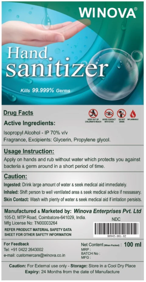Winova Hand Sanitizer packaging