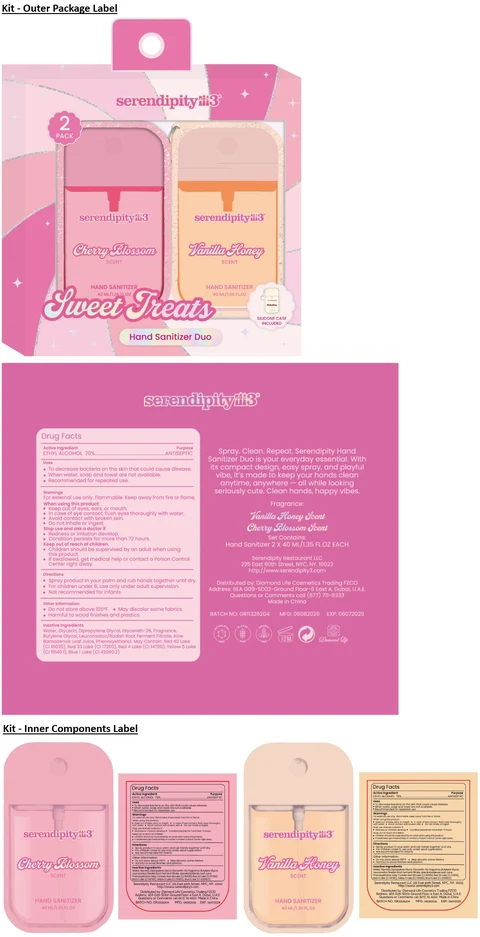 serendipity3 Hand Sanitizer Duo - Cherry Blossom and Vanilla Honey SCENT 포장