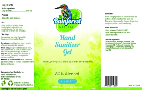 Rainforest Natural Hand Sanitizer Gel 포장