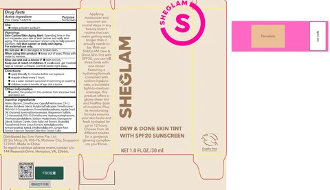 Sheglam Dew and Done Skin Tint with SPF 20 Porcelain 포장