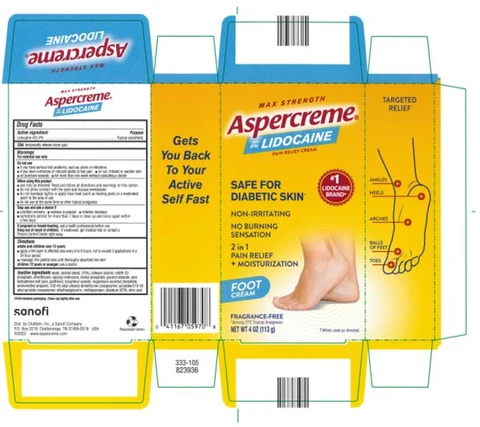 Aspercreme Lidocaine Foot (Diabetic) 포장