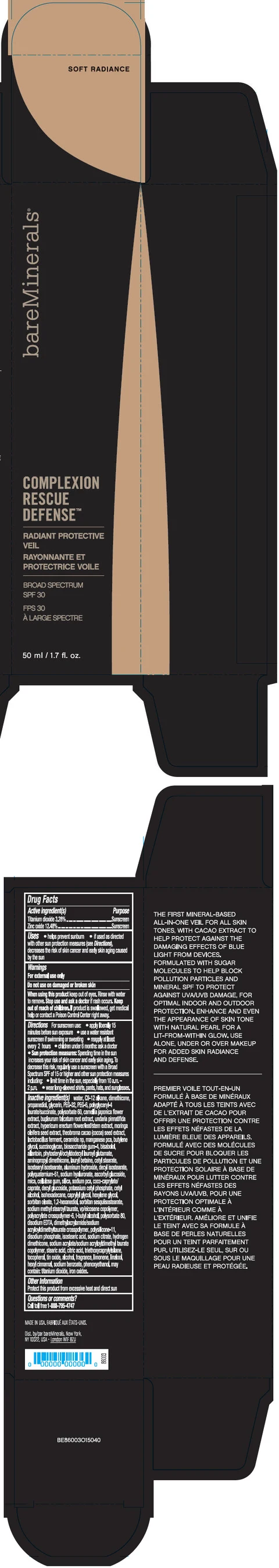 bareMinerals Complexion Rescue Defense Radiant Protective Veil Broad Spectrum SPF 30 Soft Radiance packaging