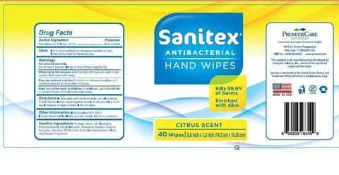 Sanitex Antibacterial Hand WipesCitrus Scent 포장
