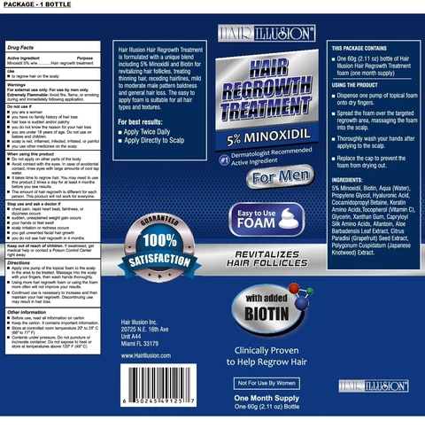 Hair Illusion 5% Minoxidil Foam packaging