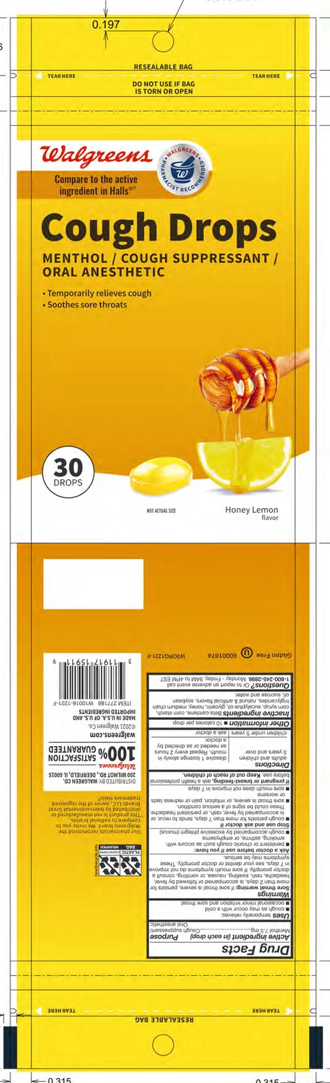 Honey Lemon Cough Drop 포장