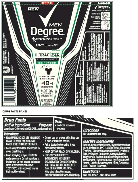 Degree Men MotionSense Ultraclear Black and White Driftwood 48H Antiperspirant 포장
