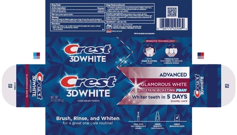 Crest 3D WhiteAdvanced Glamorous White with Stain-Blasting Foam 포장