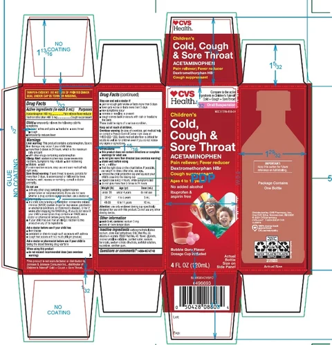 CVS ChildrensCOLD PLUS COUGH PLUS SORE THROAT packaging